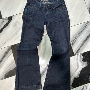 Vintage Y2K low rise Express Women's Dark Blue Flare Jeans